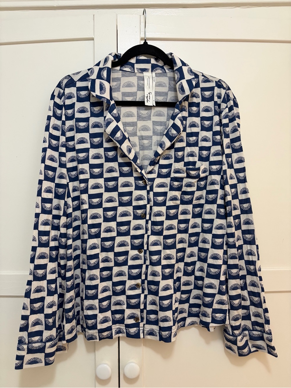 Anthropologie Agathe Marty Geometric Sunburst Button-Front Top